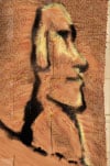 moai artifact of extinct culture and people: Easter Island Long Ear Statue